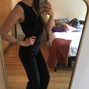 Vintage Black Velvet Jumpsuit Women Small